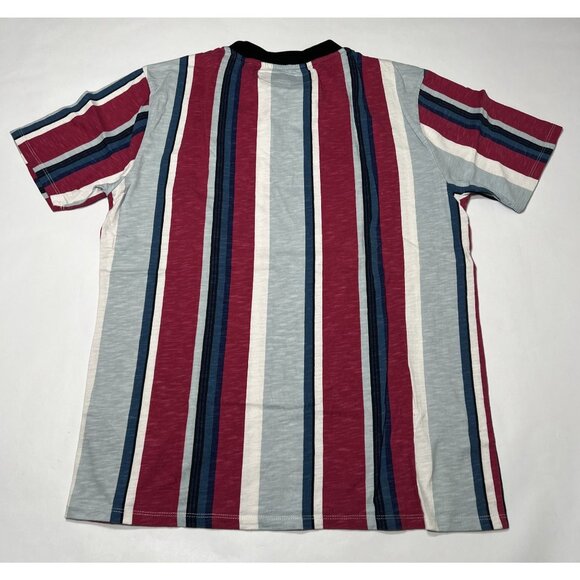 Guess Originals Sayer Logo Shirt in Pink Blue Stripe - Picture 3 of 4